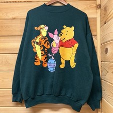 Vintage Winnie The Pooh Tigger Piglet Sweatshirt Disney Thick Collar 90s Sz XL