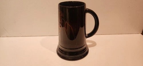 Louwelsa Weller Art Floral Pottery Brown Mug Gloss Glaze USA vintage Antique