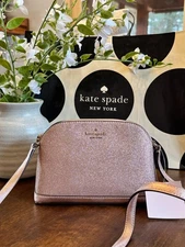 Kate Spade Tinsel Small Dome Crossbody Bag In Rose Gold Glitter Sparkly New