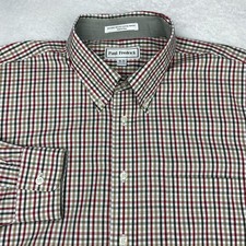 Paul Fredrick Mens Dress Shirt 18-33 Multicolor Check Non Iron Contrasting Trim