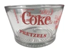 Vintage Coke Glass Snack Bowl. Ice Popcorn Bowl Candy Dish 7” Diameter Coca Cola