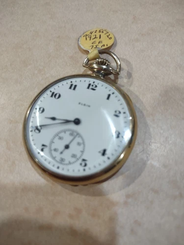 Elgin pocket watch open face antique gold filled