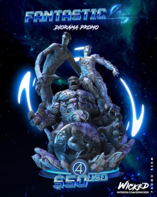 FANTASTIC FOUR, MARVEL, DIORAMA, 1/4-1/24, FIGUR, 3D-DRUCK, STATUE, WICKED, MFW
