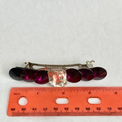 Vintage Purple Clear Acrylic Lucite Hair Barrette 90s Silver  display picture 2