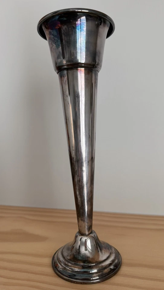 Vaso Gorham Electroplate prata YC 3052 trompete botão vintage - Imagem 3 de 4