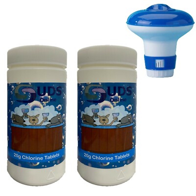 Chlorine Floating Dispenser with 100 x 20g Tablets for Hot Tub Spa ...