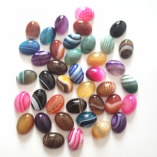 30pcs natural stripe Onyx stone Oval CAB CABOCHON beads No Holes 13x18mm