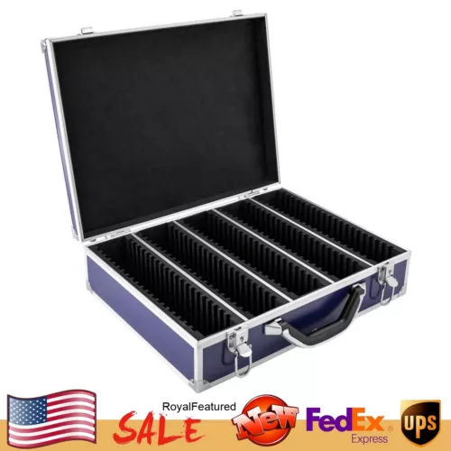 100 Graded Certified Coin Slab Aluminum Blue Storage Travel Box Protector Case - Picture 2 of 13