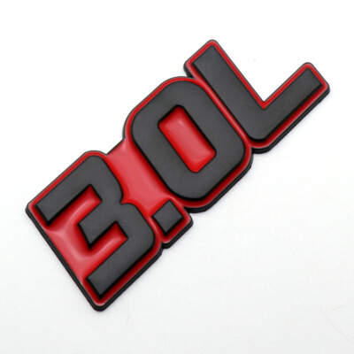 Pair Of Red & Black 3.0L Emblem Badges – Metal Sticker For Sporty Turbo Look