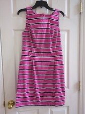 Tommy Hilfiger Cotton Striped Dress Summer Dress Size 10 Pink Navy White Women's