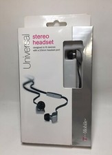 T-Mobile Stereo Headset, Tangle Free Cord - Flat Cable Headphones Gray