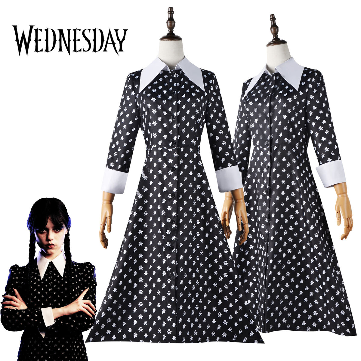 Wednesday Addams Cosplay Costume Dress Addams Family Halloween School  Uniform