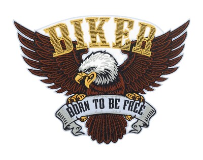 Großer Born to be Free Biker Adler Patch | Motorrad Kutten, USA Rückenpatches