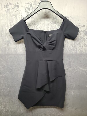 Milly Vanessa Off-the-Shoulder Mini Peplum Cocktail Black Dress