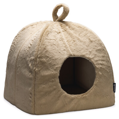Beeztees Katzenhaus Moza Plüsch beige 40x40cm für Katzen - Rückzugsort