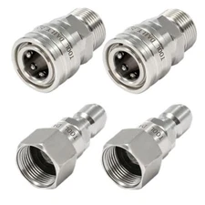 Pressure Washer Adapter Set with Swivel M22 14mm to 3/8" Quick Connect Stainl...