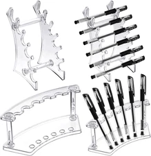 Teling 4 Pieces Pen Display Stand Acrylic Pen Holder Clear Pen Stand Rack Organi