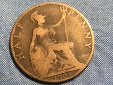 1908 Edward VII British halfpenny 1/2p
