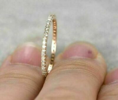 1.20ct Full Eternity engagement Women Wedding band Ring 14K Yellow Gold ...