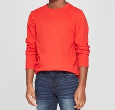 Boys' Long Sleeve Solid Crewneck Pullover T-Shirt Cat Jack Red XS, L, XL