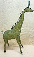 Beaded Giraffe Figurine 19 " Amber Color wire framed African Art Handmade