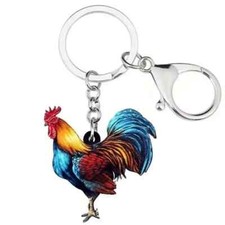 Acrylic Colorful Rooster Chicken Key Chain Ring Car Purse Bag Lucky KeyChain New