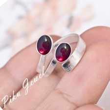 Mozambique Garnet Gemstone 925 Sterling Silver Birthstone Ring Statement Jewelry