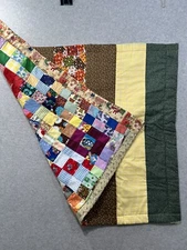 Baby Quilt Lap Blanket Patchwork 35x28" handmade multi theme color reversible