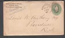 1890 postal cover John S Sewall Bangor Maine to Lewis W Anthony Providence RI
