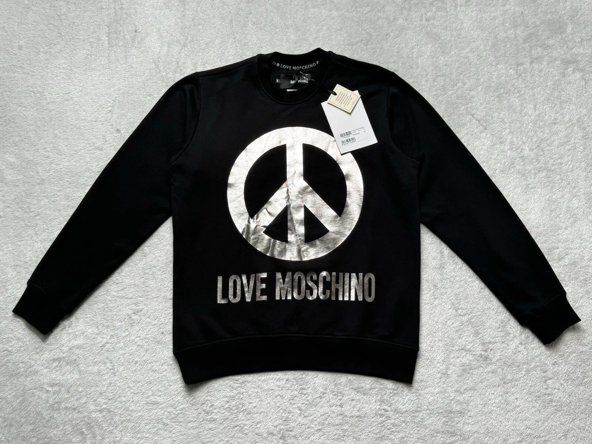 Genuine Authentic Brand New Black Moschino Peace Logo Sweatshirt Size Small