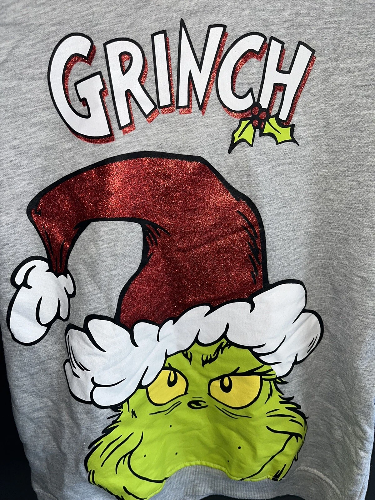 VETEMENTS The Grinch Felpa Natalizia con Cappuccio Bambini Taglia Grande 10 12 Grigio Cotone