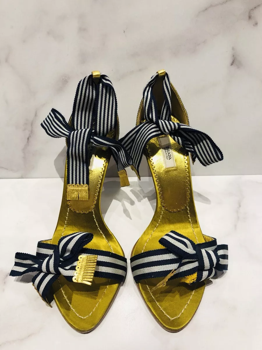 White shop ribbon heels