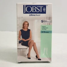 Jobst UltraSheer Support Compression Stockings 8 - 15mmHg BLACK KNEE Size 9.5-11