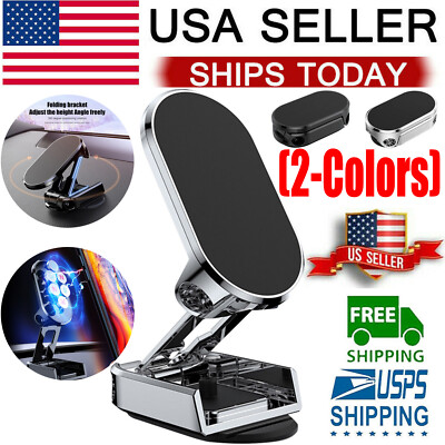 Universal 360° Rotation Magnetic Phone Holder Foldable Car Mount Stand Dashboard