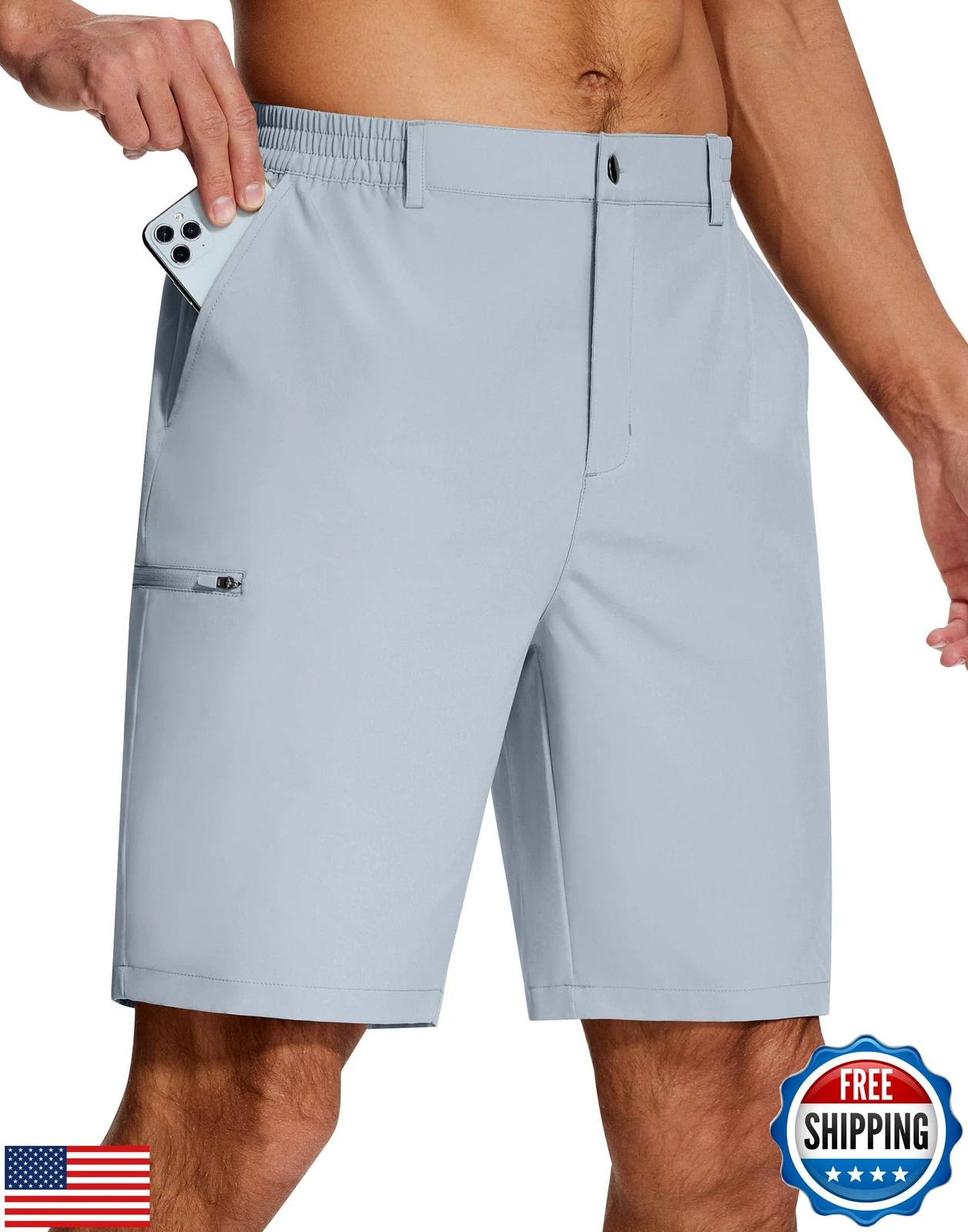 SERAMY Mens Golf Dress Shorts Stretch Dry Fit 6 Pockets 9 Inch Inseam Lightwe