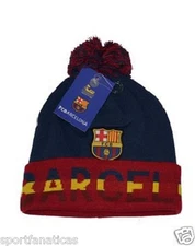 NEW SEASON FC BARCELONA BEANIE W/ POM OFFICIAL WINTER SKULL CAP AUTHENTIC