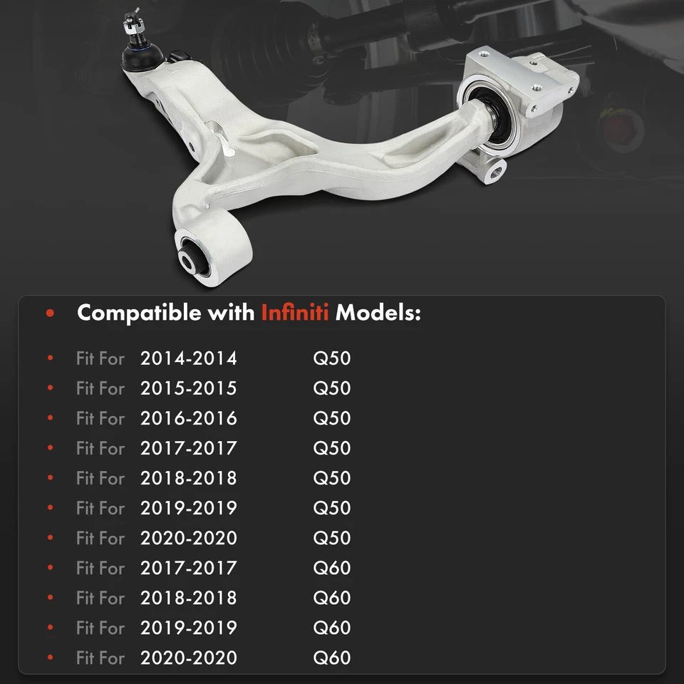 Front Left Lower Control Arm w/ Ball Joint for INFINITI Q50 2014-2020 Q60 17-20 - Image 2 of 4