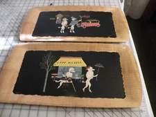 Mid-Century Modern Vintage Poodle Serving Trays (2) "The Romance of Fifi & Pepe"