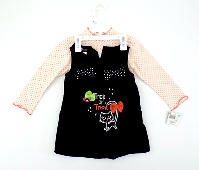 NEW Toddler Girl's 2 Pc. Halloween Trick or Treat Cat Dress + Top Size  2T NWT