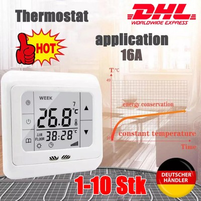Digital Raumthermostat Thermostat Fussbodenheizung Unterputz LCD Wandheizung...