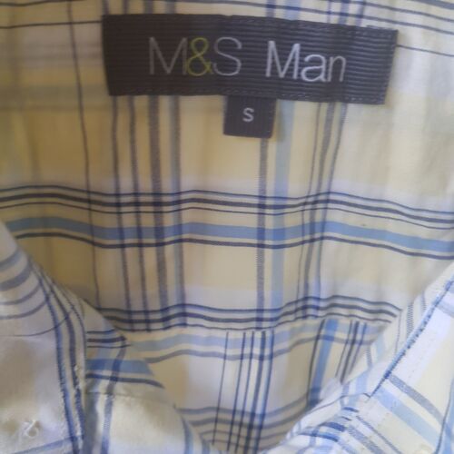 M&S Man Yellow Mix Cotton Short Sleeve Shirt. Size Small - Picture 2 of 3