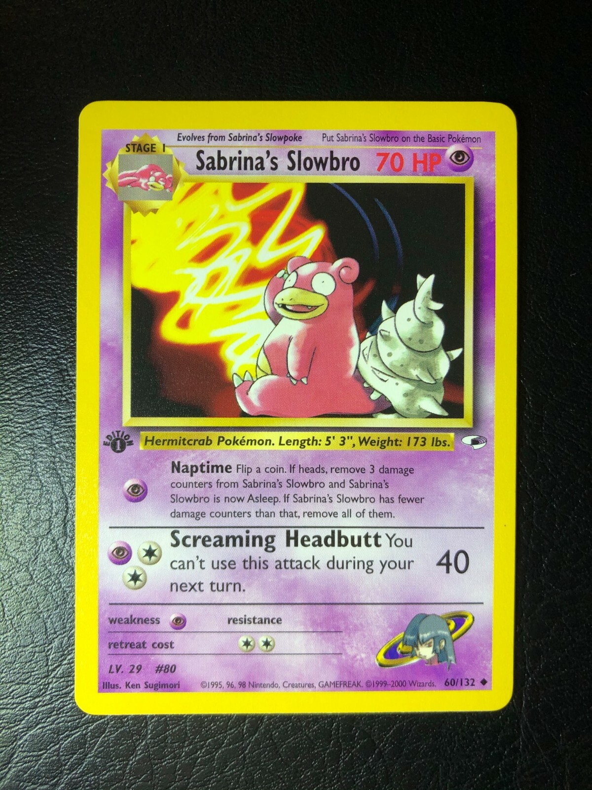 SABRINA'S SLOWBRO - 1st Edition Gym Heroes - 60/132 - Pokemon Card - NM/Mint!