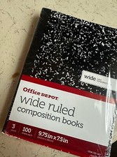 Black White Composition Book, Wide Ruled, 9.75" x 7.5", 100 Pack Of 3