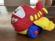 Vintage MUSHY MOVERS Plush Airplane! Wiggle Walks & Squeaks! Super toys RARE!!