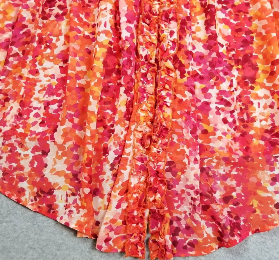 Túnica Marc Bouwer feminina pequena rosa laranja confete manga 3/4 um botão aberto - Imagem 3 de 4