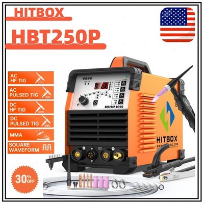 HITBOX 200A AC/DC Pulse TIG Welder 6IN1 HF Aluminum TIG MMA ARC Welding Machine