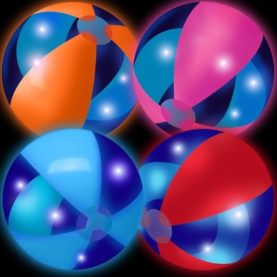 4 Pcs Light up Beach Balls 16'' Jumbo Pool LED Balls Glow in the Dark Neon Gi...