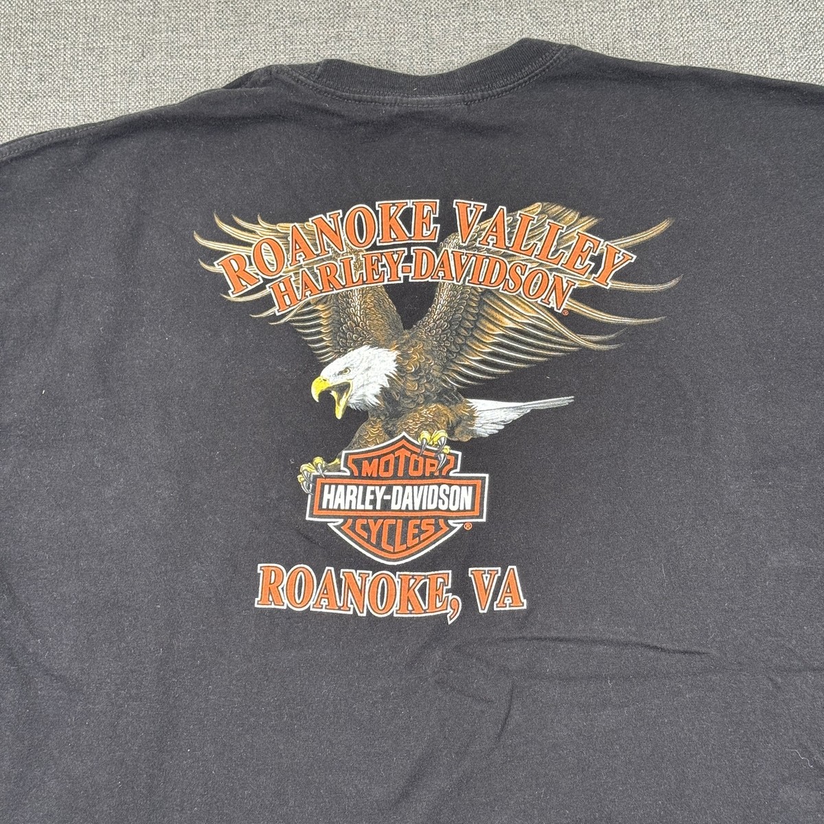 Harley-Davidson Roanoke Valley Eagle T-Shirt Men's 2XL Black 100% Cotton Biker View 4