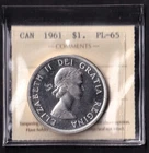 Canada 1961 $1 One Silver Dollar Queen Elizabeth II ICCS Graded PL-65 .800