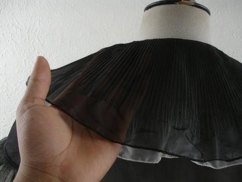 Women's M Vtg 1940's Penny Potter Black Sheer Top Blouse Ruffled Victorian Look - Picture 7 of 17